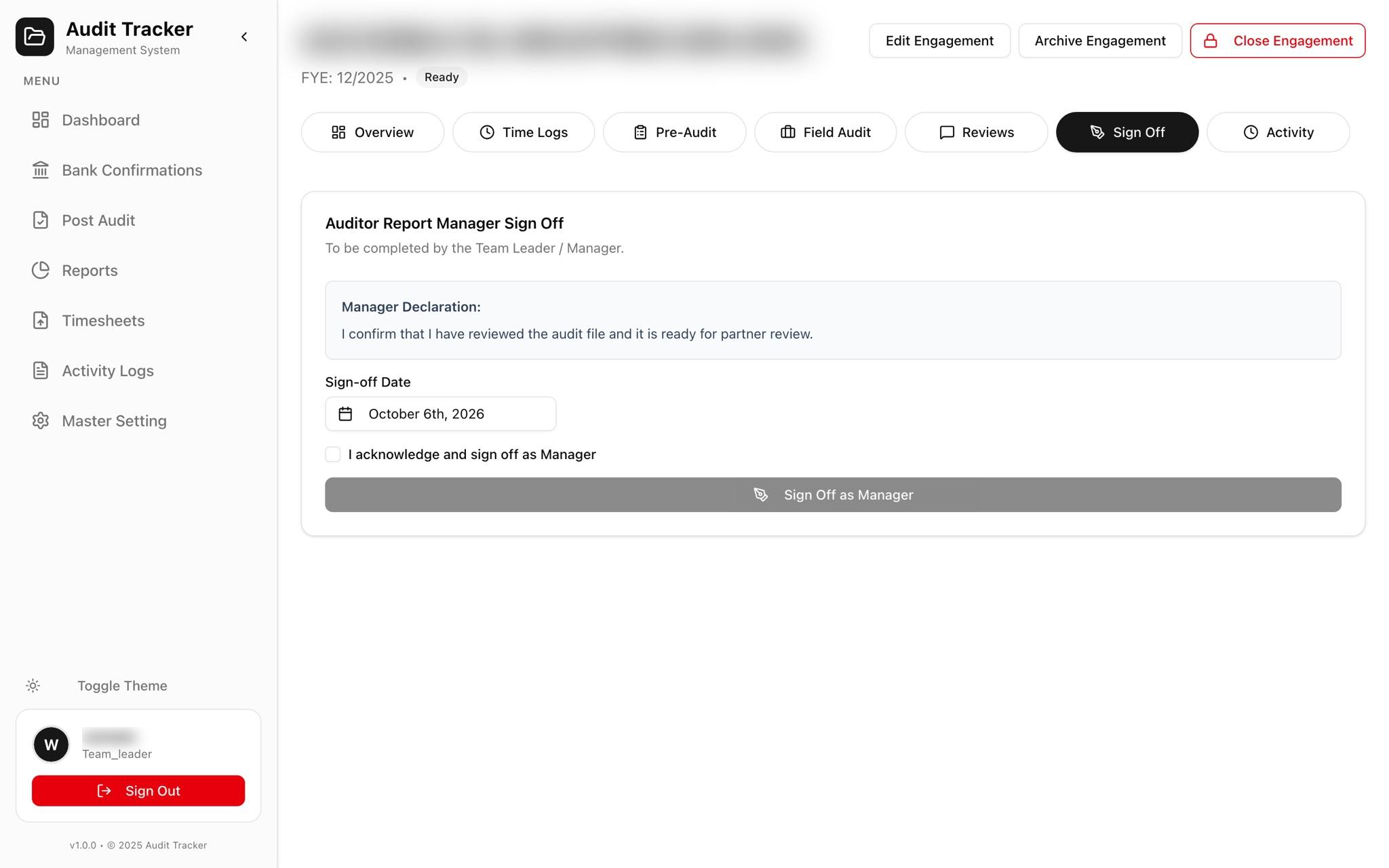 Sign-off