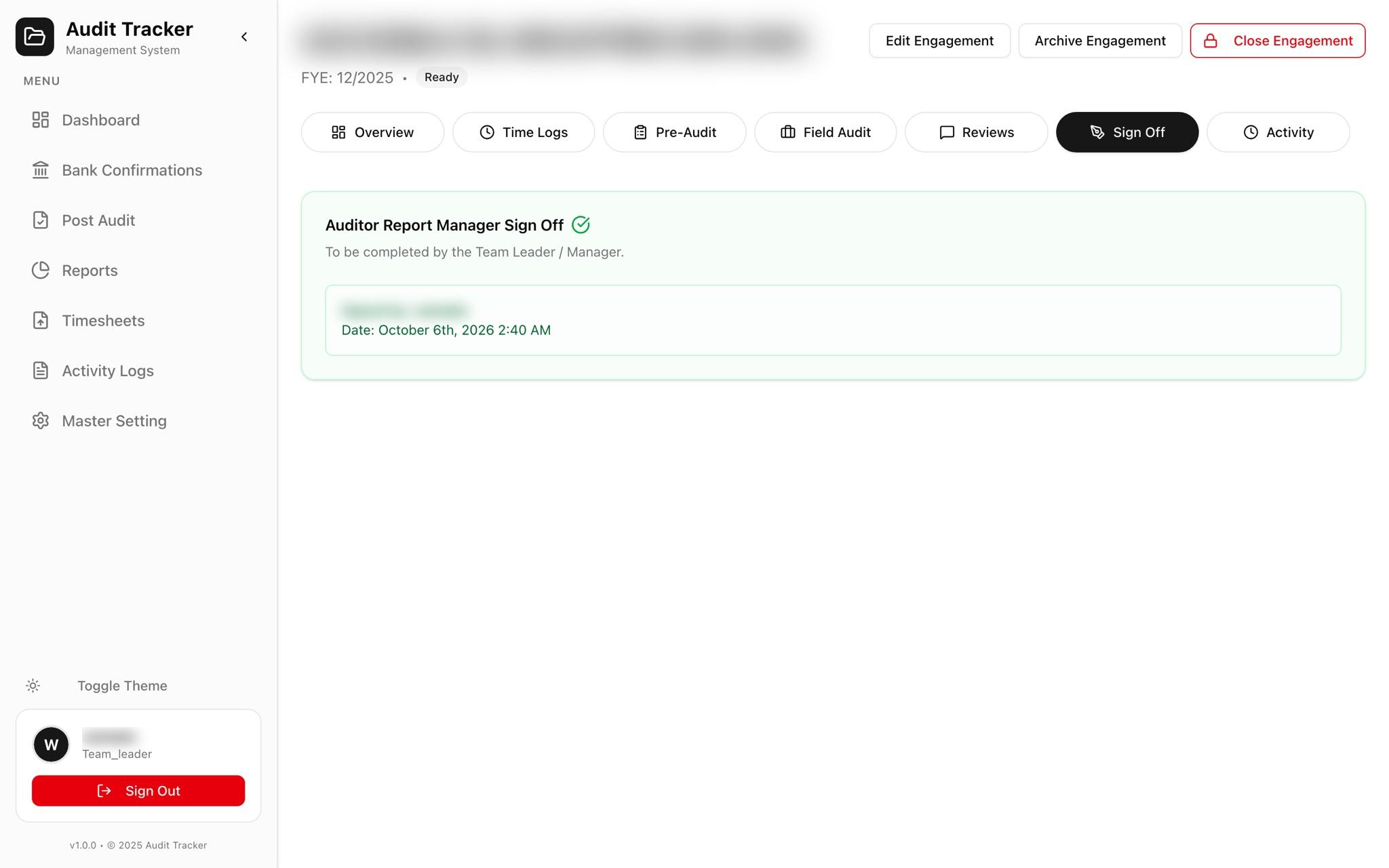 Signed off