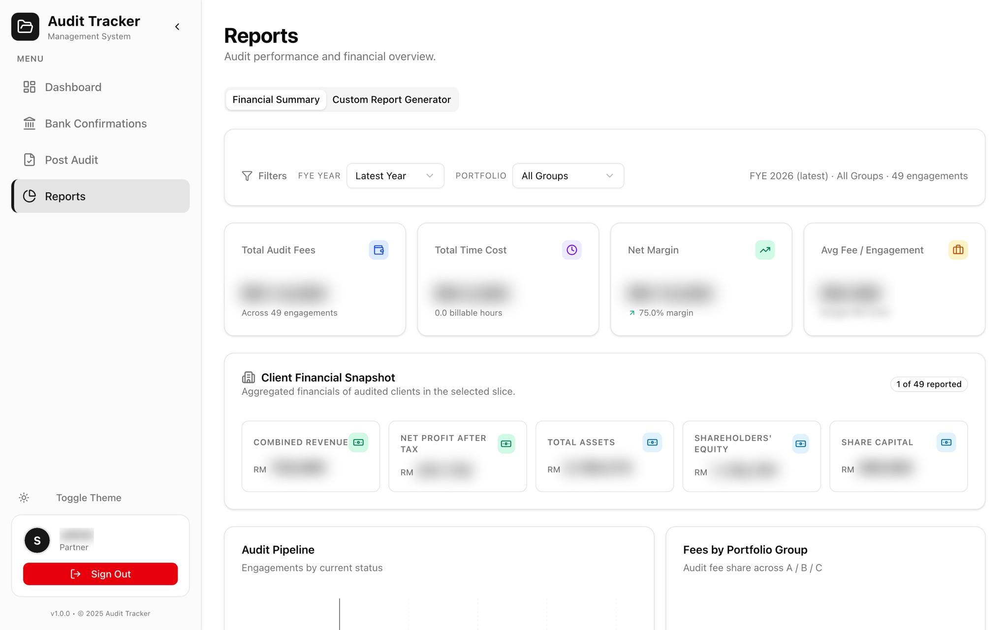 Reports: financial summary