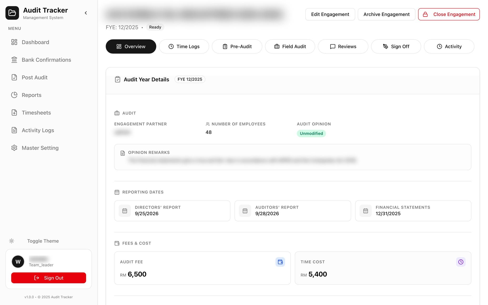 Engagement overview