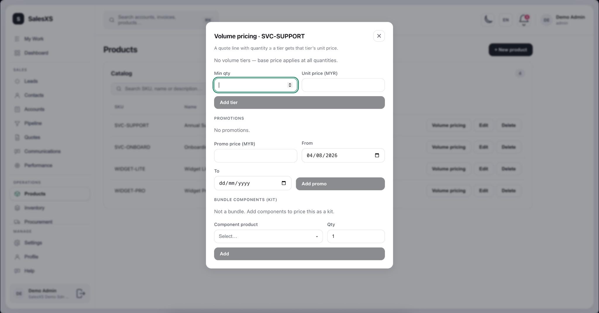 Volume pricing