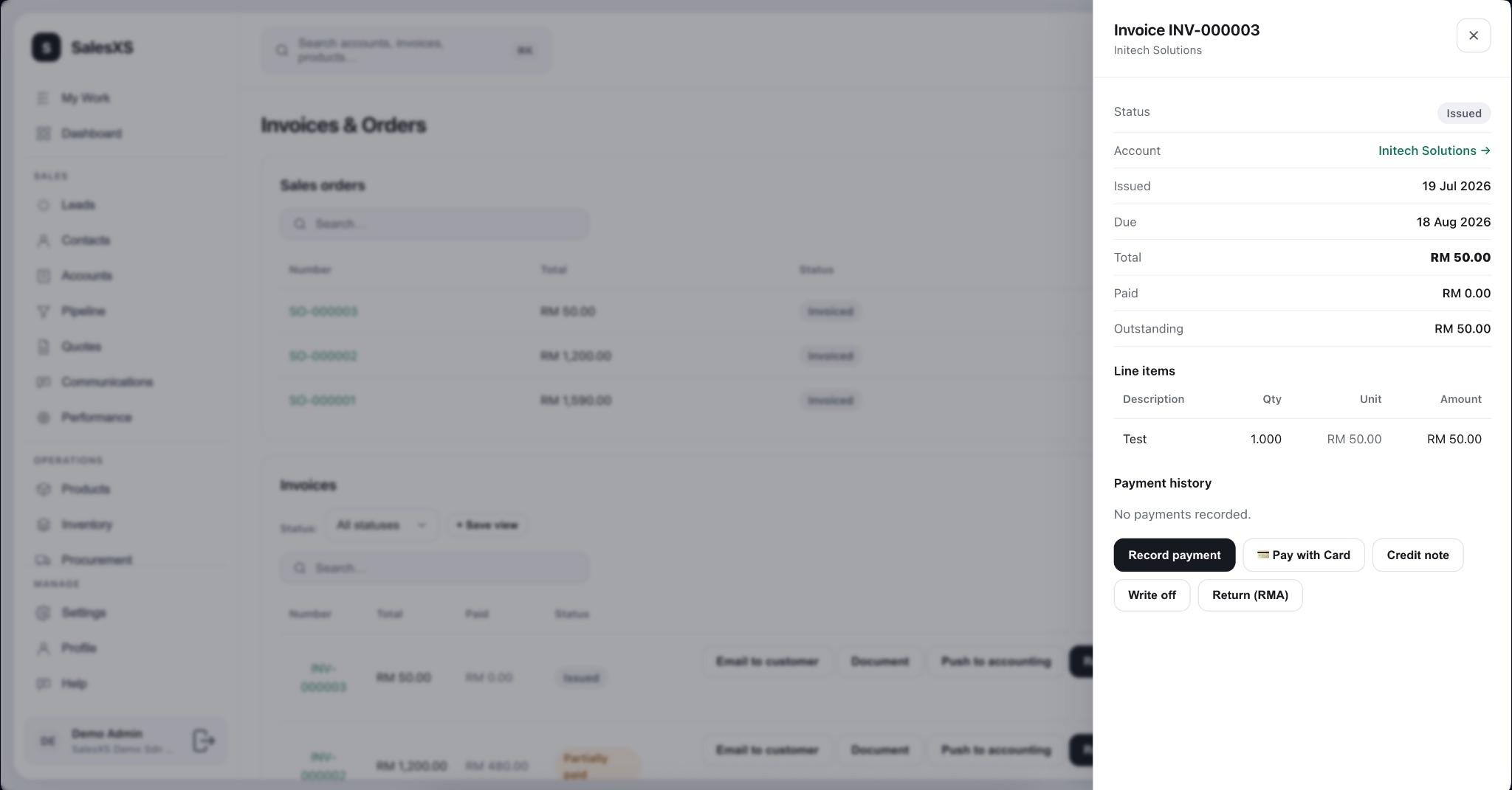 Invoice detail