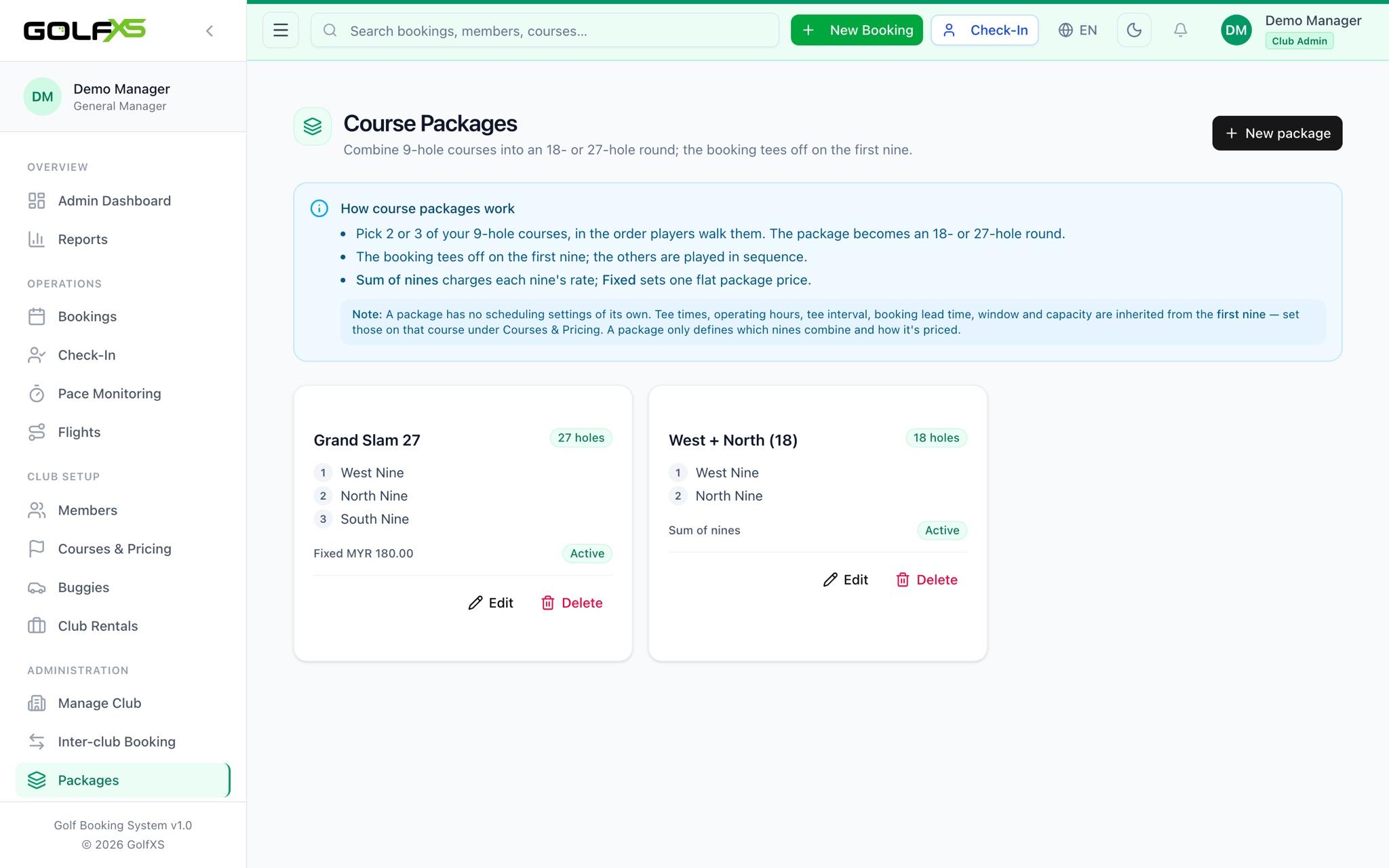 Course packages