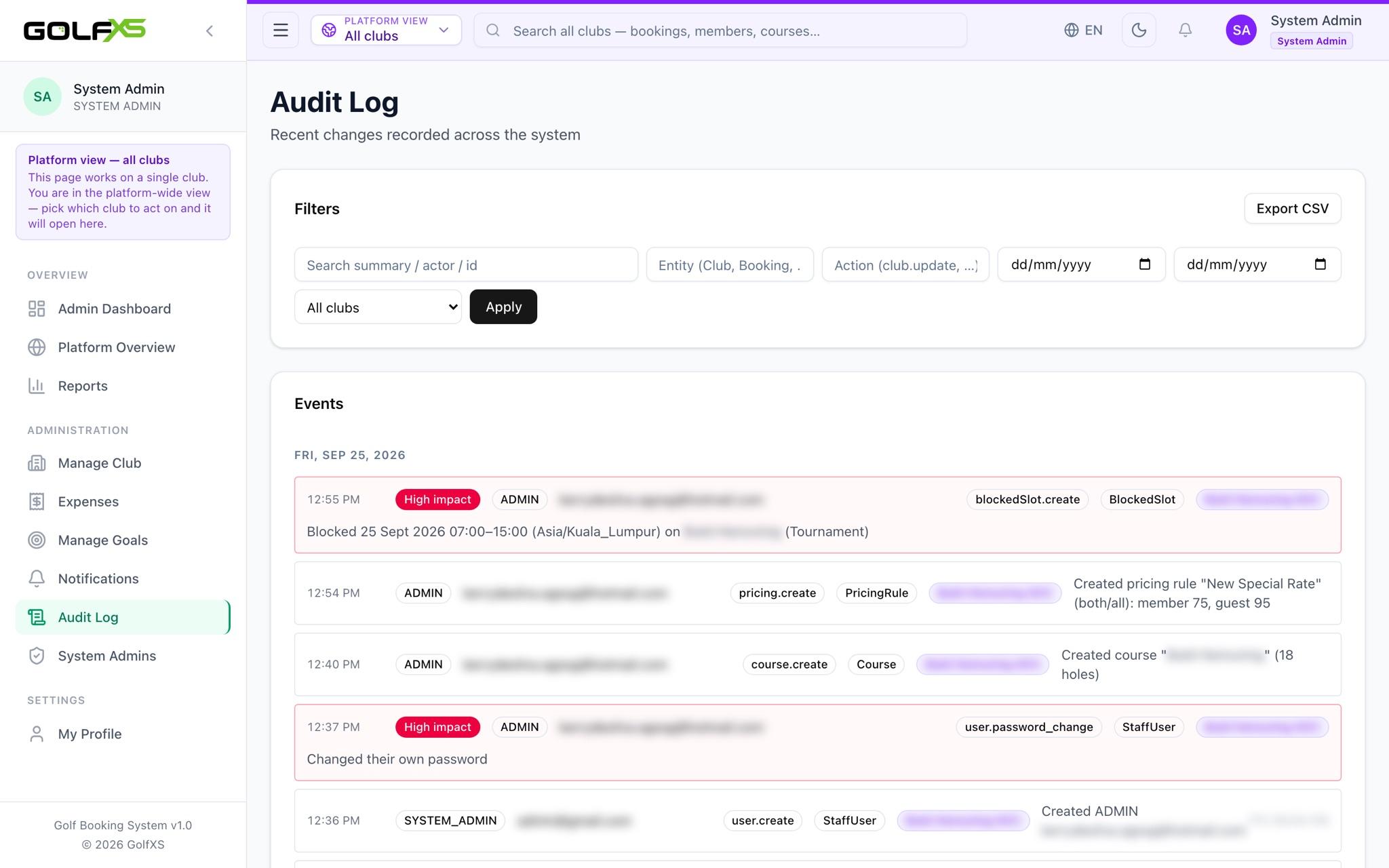 Audit log
