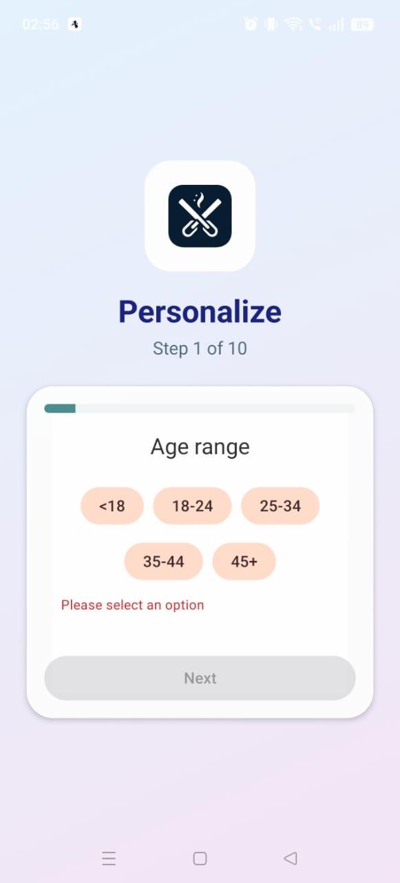 Step 1: age range