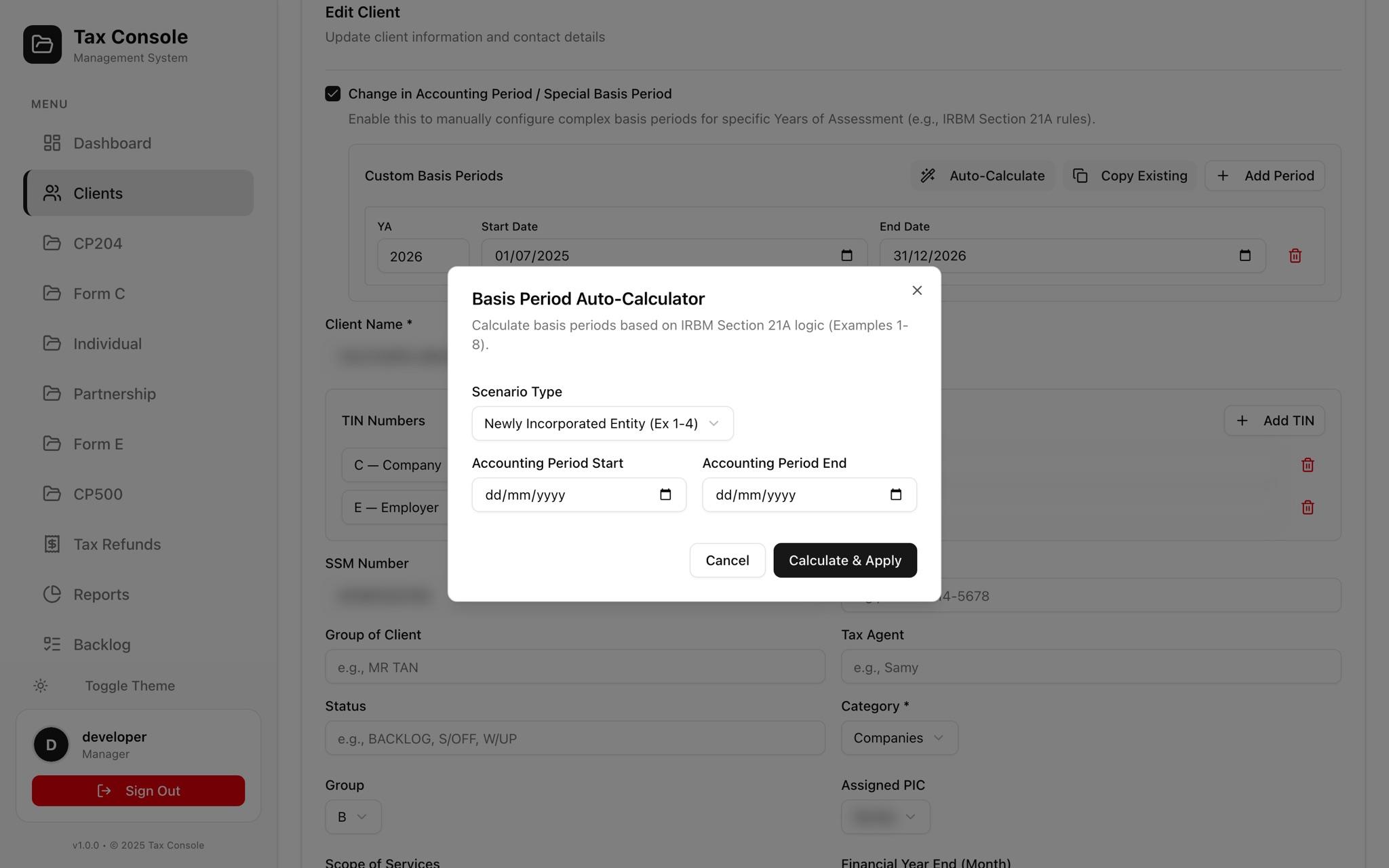 Basis period auto-calculator
